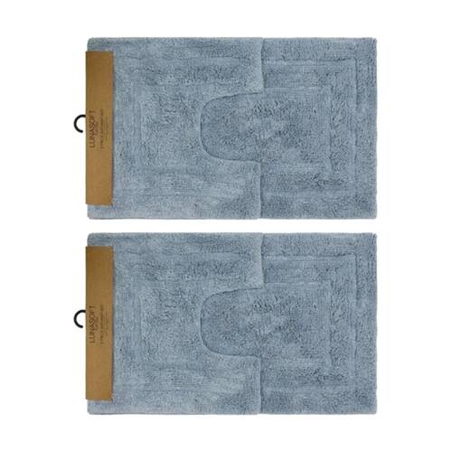 2x2pc CDSI Lunasoft Tufted Bathset Cotton Set Dusty Blue 50x80cm & 50x50cm
