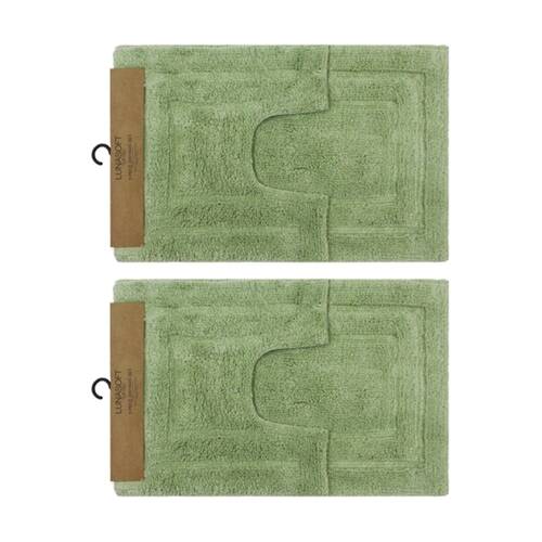 2x2pc CDSI Lunasoft Tufted Bathset Cotton Set Sage Green 50x80cm & 50x50cm