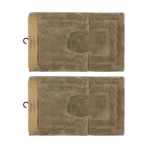 2x2pc CDSI Lunasoft Tufted Bathset Cotton Set Sandstone 50x80cm & 50x50cm