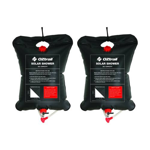 2PK Oztrail Solar Shower Compact Lightweight Outdoor Camping Heated Bag 20L