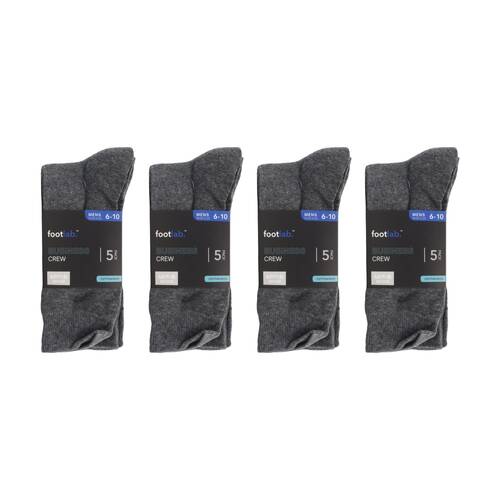 4x 5PK Footlab Mens Business Crew Socks Size 6-10 Cotton Rich Charcoal