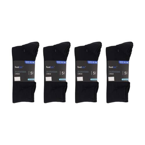 4x 5PK Footlab Mens Business Crew Socks Shoe Size 11-14 Cotton Rich Black