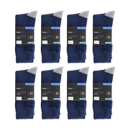 8x 5PK Footlab Mens Business Crew Socks Shoe Size 11-14 Cotton Rich Blue