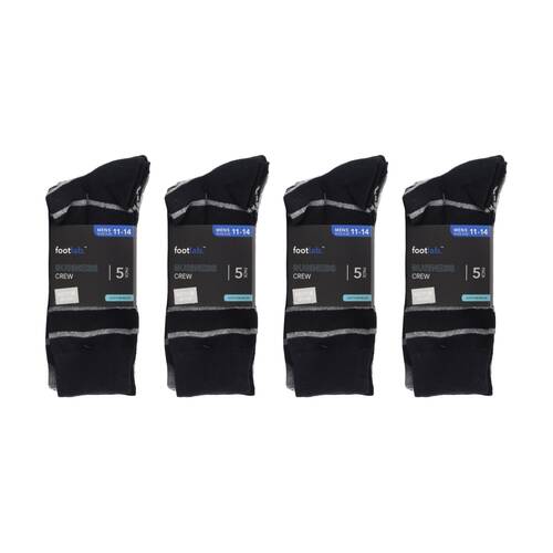 4x 5PK Footlab Mens Business Crew Socks Shoe Size 11-14 Cotton Rich Assorted