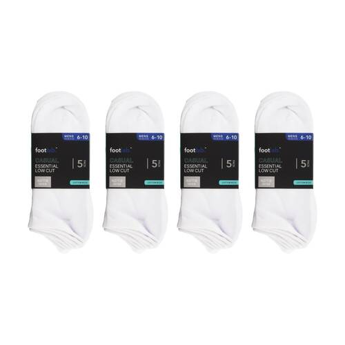 4x 5PK Footlab Men's Socks Casual Essential Low Cut Shoe Size 6-10 White