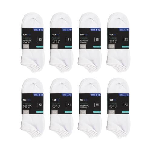 8x 5PK Footlab Men's Socks Casual Essential Low Cut Shoe Size 6-10 White