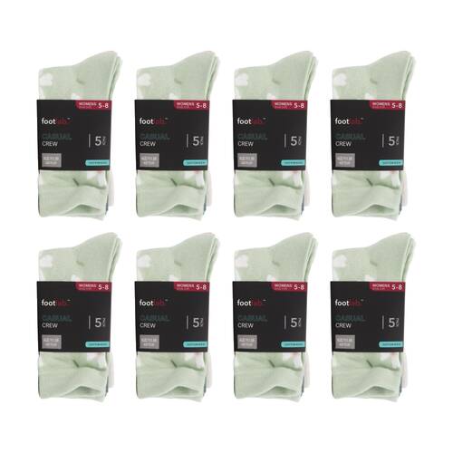 8x 5PK Footlab Socks Casual Crew Women's Shoe Size 5-8 Multi Coloured
