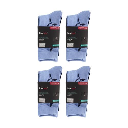 4x 5PK Footlab Women's Casual Crew Socks Cotton Rich Shoe Size 5-8