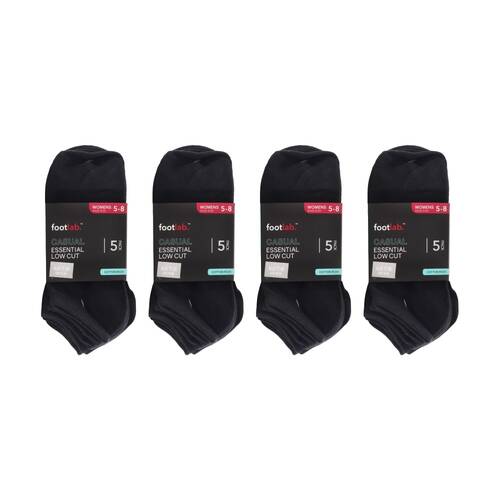 4x 5PK Footlab Casual Essential Low Cut Socks Women's Shoe Size 5-8 Black