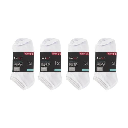 4x 5PK Footlab Women's Socks Casual Essential Low Cut Shoe Size 5-8 White