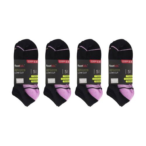 4x 5PK Footlab Sports Low Cut Socks Women's Shoe Size 5-8 Black