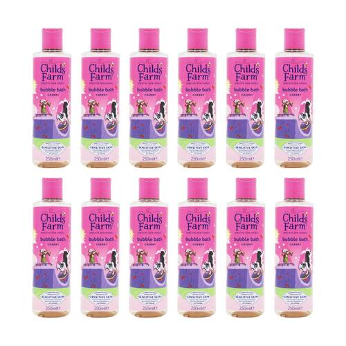 12PK Childs Farm Sensitive Skin Experts Bubble Bath Cherry Scented 250ml