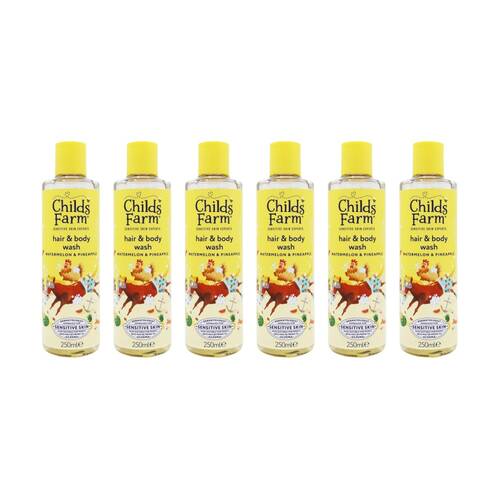6PK Childs Farm Kids Hair & Body Wash Watermelon Pineapple Scented 250ml