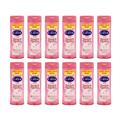 12PK Carex Bath & Shower Limited Edition Body Wash Gel Peony Blossom 500ml