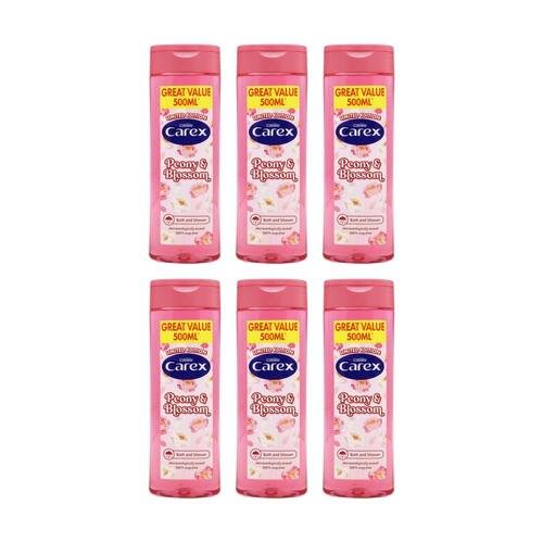 6PK Carex Bath & Shower Limited Edition Body Wash Gel Peony Blossom 500ml