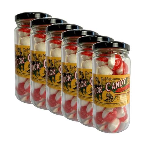 6PK Melbourne Rock Candy Tradition Hard Boiled Sweets Strawberries & Cream