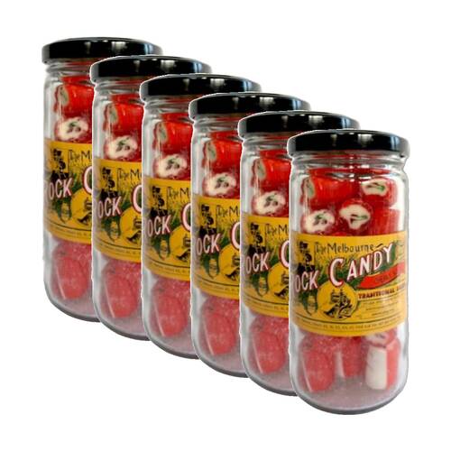 6PK Melbourne Rock Candy Tradition Hard Boiled Sweets Lollies Cherry