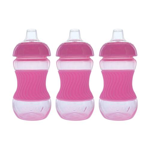 3x Nuby Mini Gripper Soft Spout Sippy Cup Touch-Flo Valve 180ml Assorted 6m+