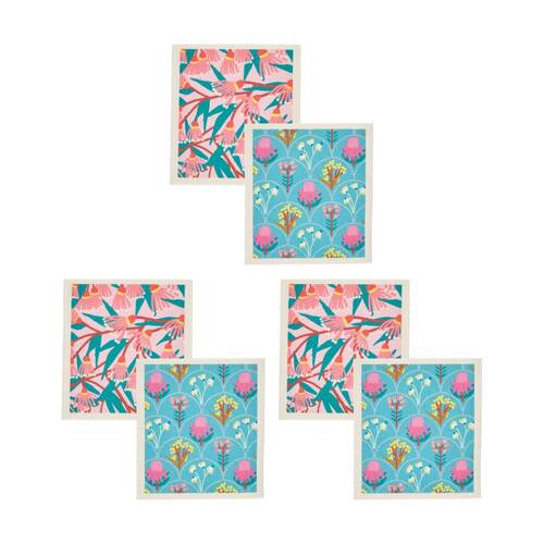 3x 2pc Annabel Trends Swedish Style Dish Cloths Blossom/Wildflower 17x19cm