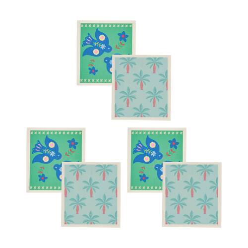 3x 2pc Annabel Trends Swedish Style Dish Cloths Fiesta Bird/Fiesta Palm 17x19cm