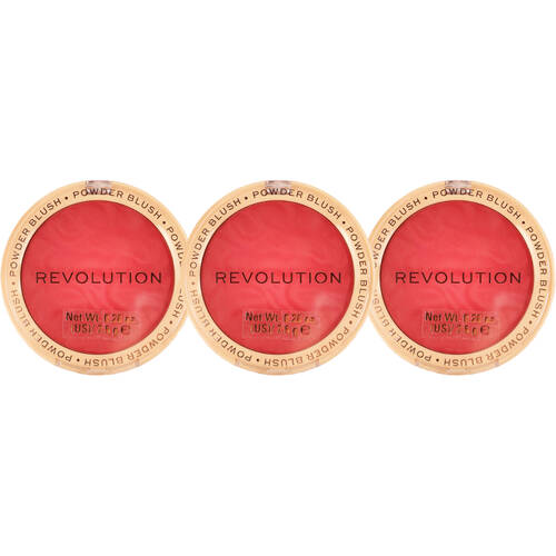 3PK Revolution Blusher Powder Blush Face Makeup Reloaded Rose Kiss 7.5g