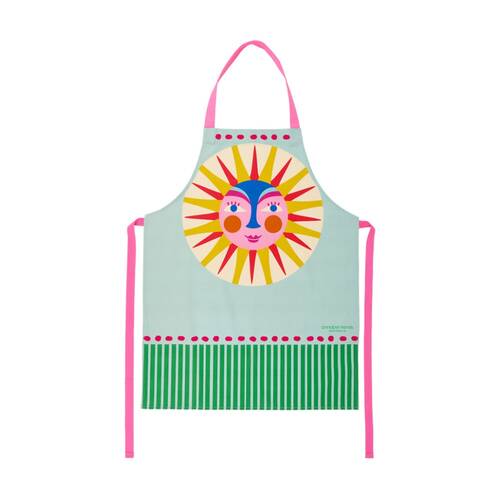 Annabel Trends Green Kitchen Apron W/ Fiesta Sun Print 100% Cotton 60x78cm