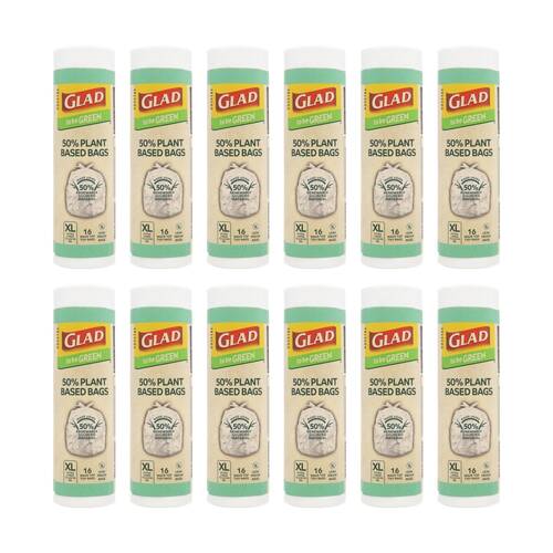 12x 16pc Glad Kitchen Tidy Bags Wave Top Extra Large 73x66cm