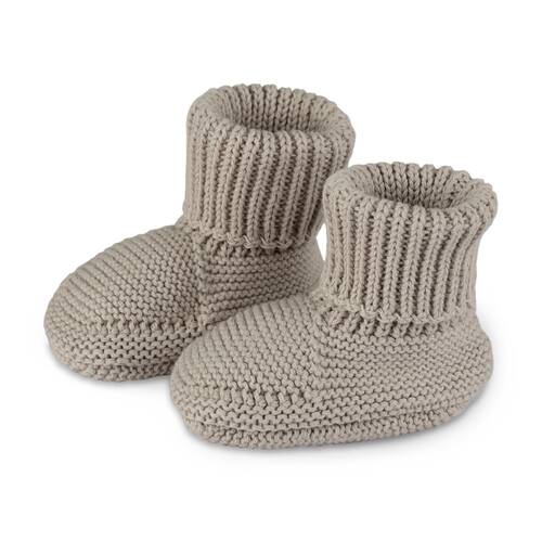 The Peanutshell Baby Knitted Booties Winter Warming Footwear Cotton Taupe