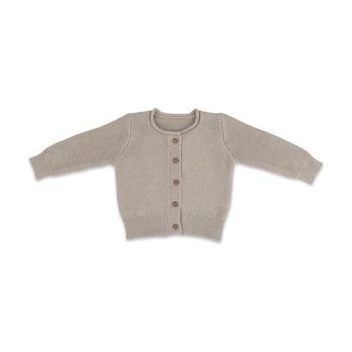 The Peanutshell Baby Knitted Button Cardigan Winter Wear Cotton Taupe
