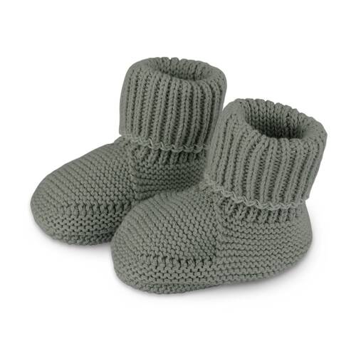 The Peanutshell Baby Knitted Booties Winter Warming Footwear Cotton Sage