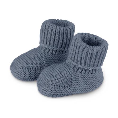 The Peanutshell Baby Knitted Booties Winter Warming Footwear Cotton Navy