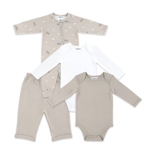 4pc The Peanutshell Baby Long Sleeve Bodysuits/Romper/Leggings Neutral
