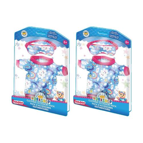 2x 2pc Casdon Build-A-Bear Workshop Clothing Pack Style 3 Set Night Onesie 3Y+