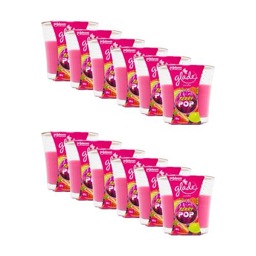12PK Glade Berry Pop Home Decor Candle Sweet Fruity Fragrance Scented 96g