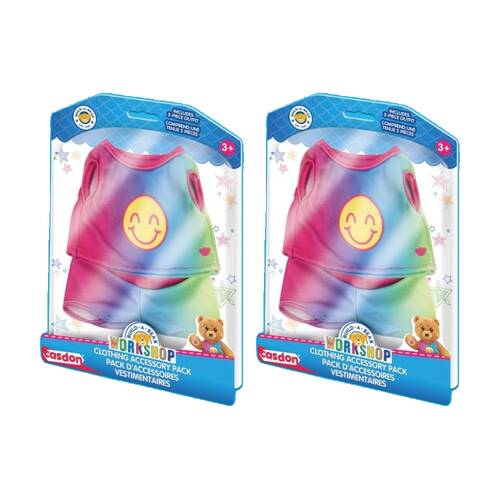 2x 2pc Casdon Build-A-Bear Workshop Clothing Pack Style 4 Set Rainbow Smiley 3Y+