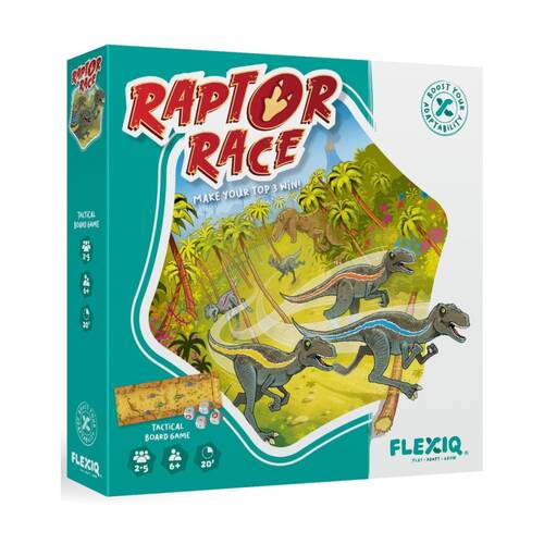 Flexiq Raptor Race Card Board Game 2-5 Players 20 Mins Ages 6+