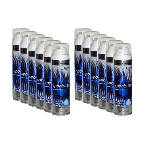 12PK Sportstar Shaving Foam Suitable For Sensitive Skin 200mL Aloe Vera Enriched