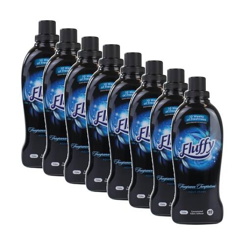 8PK Fluffy Fabric Conditioner Temptations Aqua Desire Concentrated 850mL