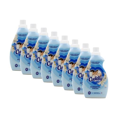 8PK Cuddly Concentrated Laundry Fabric Softener/Conditioner 1L Sunshine Fresh