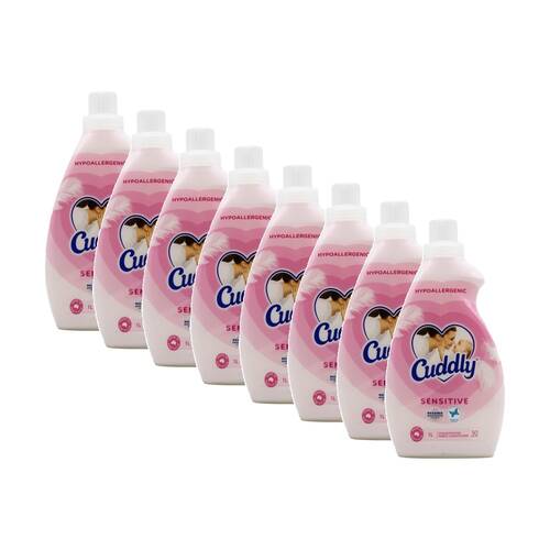 8PK Cuddly Concentrated Laundry Fabric Conditioner 1L Sensitive Hypoallergenic
