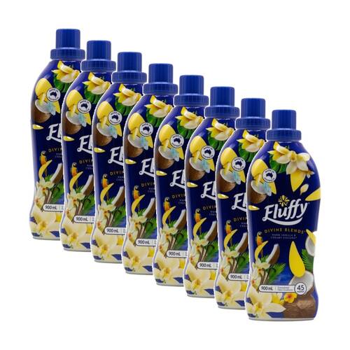 8PK Fluffy Concentrated Laundry Fabric Conditioner 900mL Vanilla & Coconut