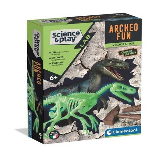 Clementoni Science & Play Dig Kit Velociraptor Glow Skeleton?6y+