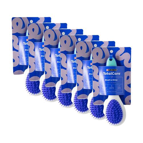 6PK Purina Total Care Shine 2 In 1 Shedding Control Dog Brush Blue