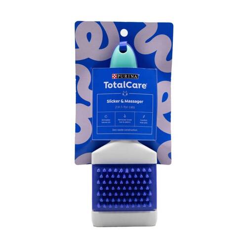 Purina Total Care 2 In 1 Slicker & Massager For Cats Blue/White