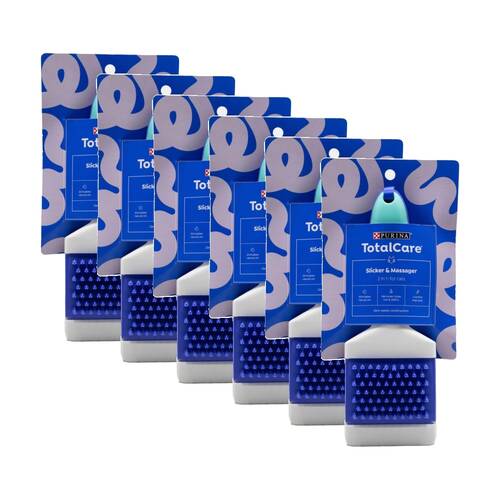 6PK Purina Total Care 2 In 1 Slicker & Massager For Cats Blue/White