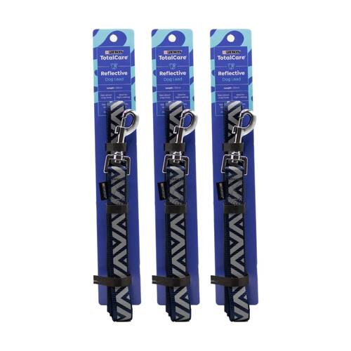 3PK Purina Total Care Nylon Webbing Heavy-Duty Snap Hook Dog Lead 120cm Assorted