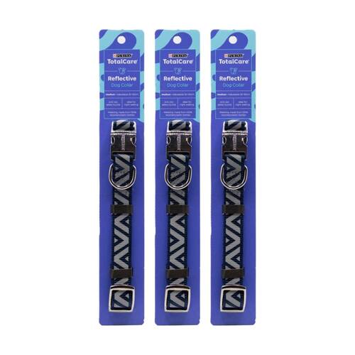3PK Purina Total Care Reflective Adjustable Dog Collar Medium 30-50cm