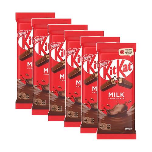 6PK Nestle Kit Kat Original Milk Chocolate W/ Crisp Wafer Block 160g