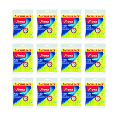 12x6pc Vileda All-Purpose Cloth Microfibre Blend Absorbent 29x40cm