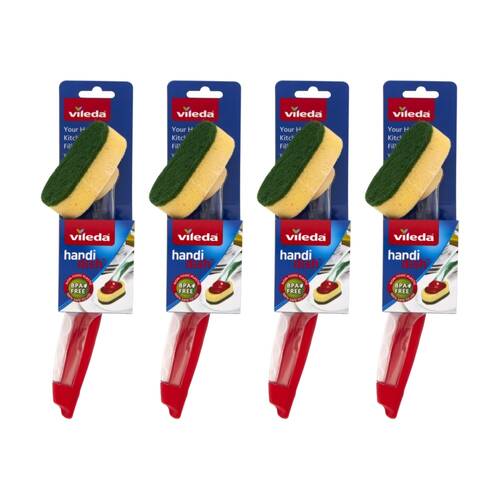 4PK Vileda Handi Dish Refillable Dish-Handle Soap Dispensing Handle